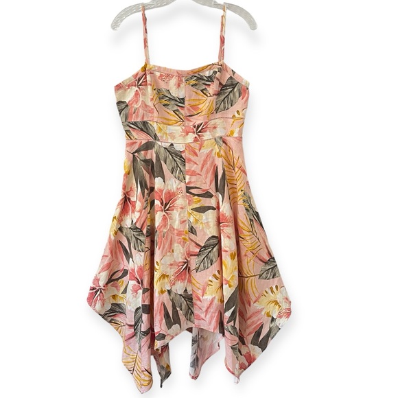 Joie Dresses & Skirts - Joie 100% Linen Phara Floral Handkerchief Hem spaghetti Strap Dress Sz 6 (hh)